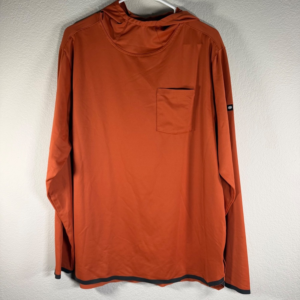 686 Technical Apparel Mens Large Burnt Orange Sun Hoodie Long Sleeve Pocket Top